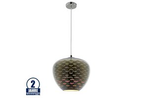 3D Glas Pendelleuchte Chromfarben Mövenmuster D290 E27