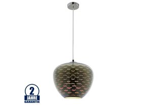 3D Glas Pendelleuchte Chromfarben Mövenmuster D290 E27