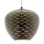 3D Glas Pendelleuchte Chromfarben Mövenmuster D290 E27