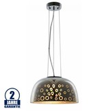 3D Glas Pendelleuchte Chromfarben Kreismuster D400 E27