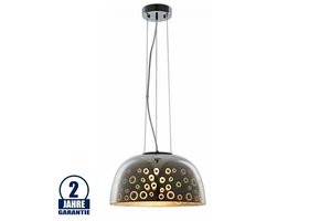 3D Glas Pendelleuchte Chromfarben Kreismuster D400 E27