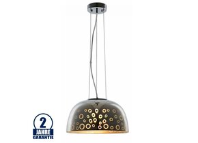 3D Glas Pendelleuchte Chromfarben Kreismuster D400 E27