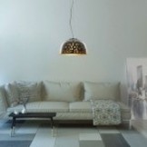 3D Glas Pendelleuchte Chromfarben Kreismuster D400 E27