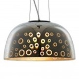 3D Glas Pendelleuchte Chromfarben Kreismuster D400 E27
