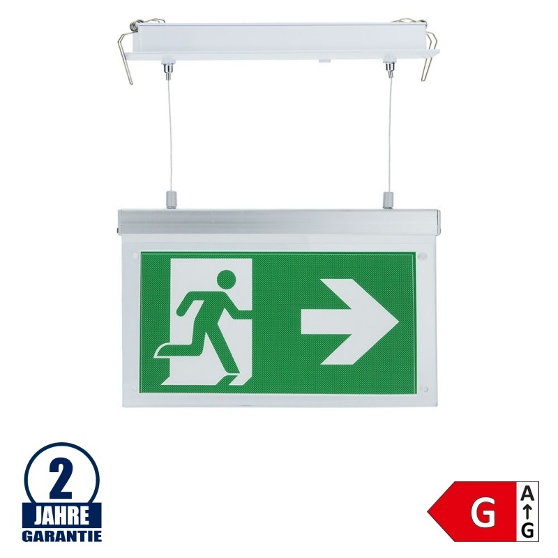 2W LED Notausgangsleuchte Seilabhängung Kunststoff 3.6V 900mAh Ni-Cd Akku