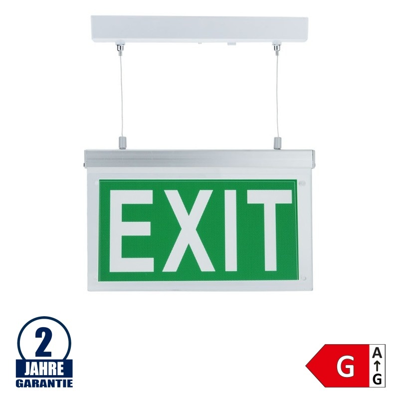 2W LED Notausgangsleuchte Seilabhängung Aluminium 3.6V 900mAh Ni-Cd Akku