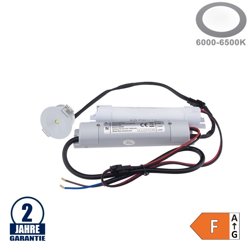 3W LED Notleuchte Einbau 3.6V 1800mAh