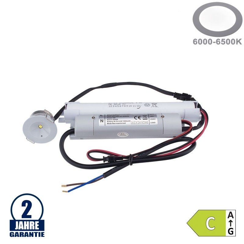3W LED Notleuchte Einbau Osram-Chip 4.8V 1800mAh