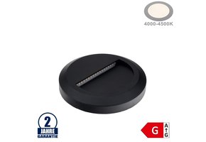 2W LED Treppenleuchte Rund Schwarz Neutralweiß