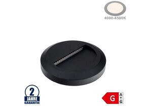 2W LED Treppenleuchte Rund Schwarz Neutralweiß