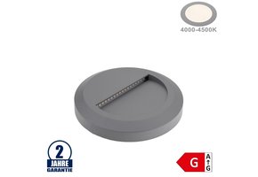 2W LED Treppenleuchte Rund Grau Neutralweiß