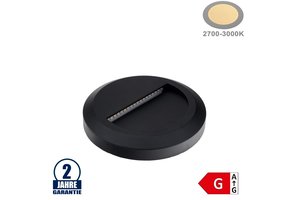 2W LED Treppenleuchte Rund Schwarz Warmweiß