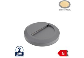 2W LED Treppenleuchte Rund Grau Warmweiß