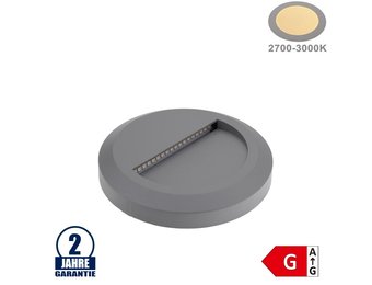 2W LED Treppenleuchte Rund Grau Warmweiß