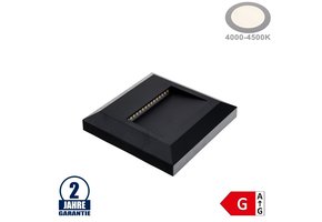 2W LED Treppenleuchte Quadratisch Schwarz Neutralweiß