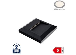 2W LED Treppenleuchte Quadratisch Schwarz Neutralweiß