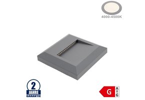 2W LED Treppenleuchte Quadratisch Grau Neutralweiß