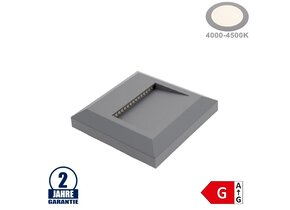 2W LED Treppenleuchte Quadratisch Grau Neutralweiß