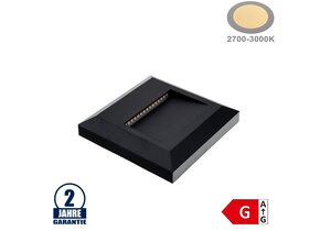 2W LED Treppenleuchte Quadratisch Schwarz Warmweiß