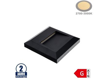 2W LED Treppenleuchte Quadratisch Schwarz Warmweiß