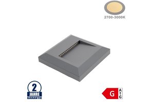 2W LED Treppenleuchte Quadratisch Grau Warmweiß