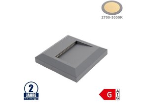 2W LED Treppenleuchte Quadratisch Grau Warmweiß