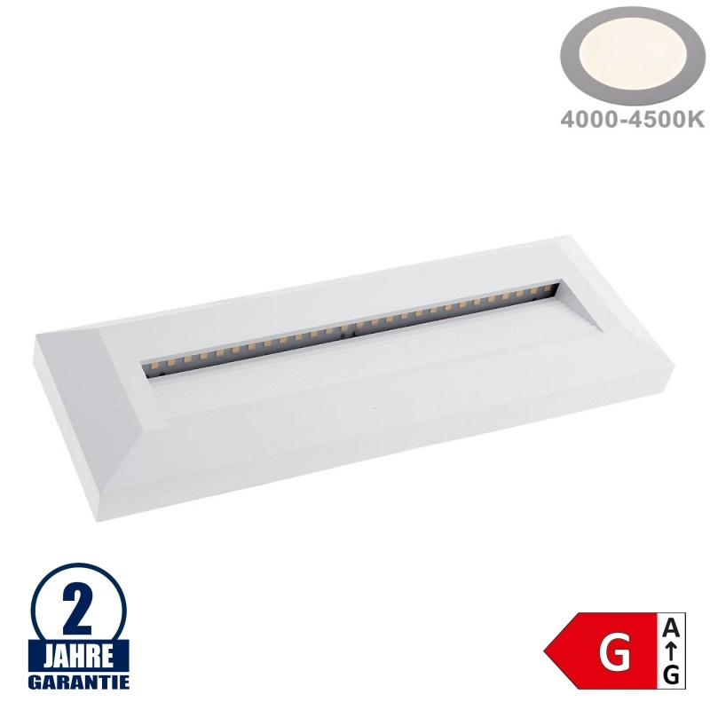 3W LED Treppenleuchte Rechteckig Weiß Neutralweiß