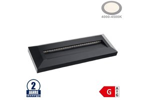 3W LED Treppenleuchte Rechteckig Schwarz Neutralweiß