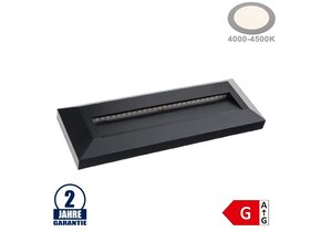 3W LED Treppenleuchte Rechteckig Schwarz Neutralweiß