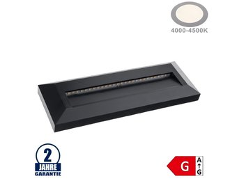 3W LED Treppenleuchte Rechteckig Schwarz Neutralweiß