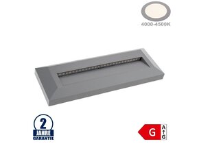 3W LED Treppenleuchte Rechteckig Grau Neutralweiß