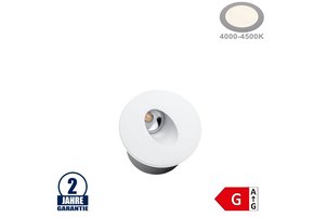3W LED Treppenleuchte Einbau Rund Weiß Neutralweiß