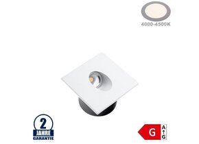3W LED Treppenleuchte Einbau Quadratisch Weiß Neutralweiß