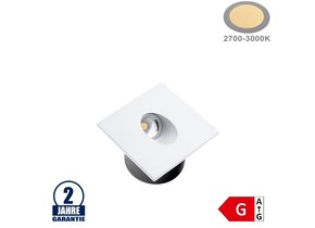 3W LED Treppenleuchte Einbau Quadratisch Weiß Warmweiß