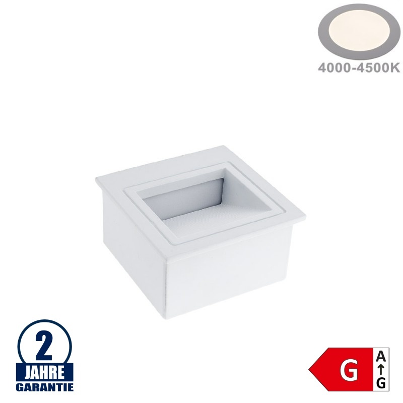 3W LED Treppenleuchte Einbau Quadratisch Weiß Neutralweiß 70lm