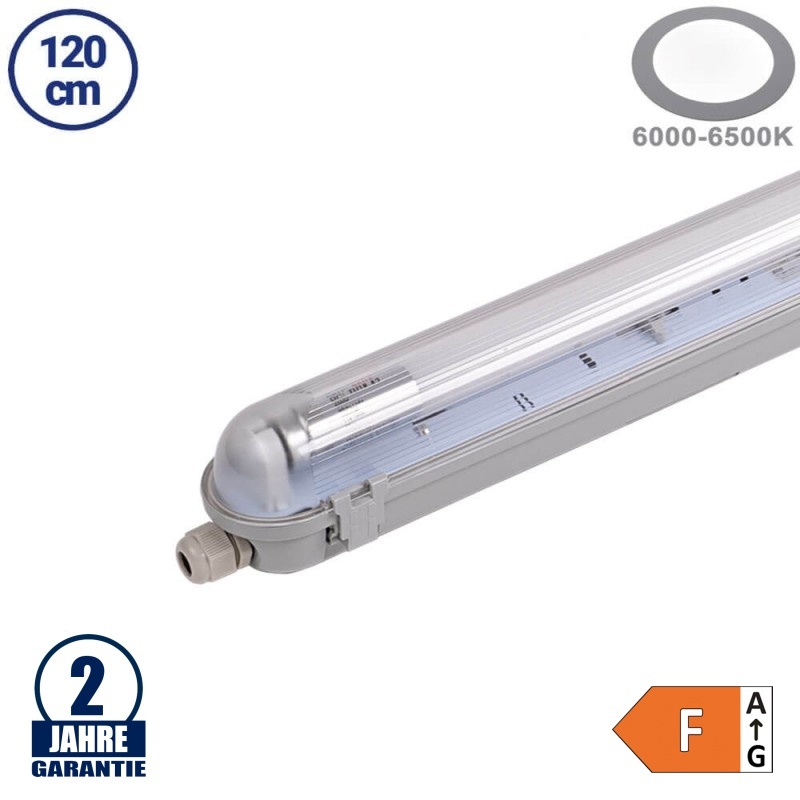 18W LED Feuchtraum/-Wannenleuchte inkl. Röhre SET 120cm einflammig IP65 Kaltweiß