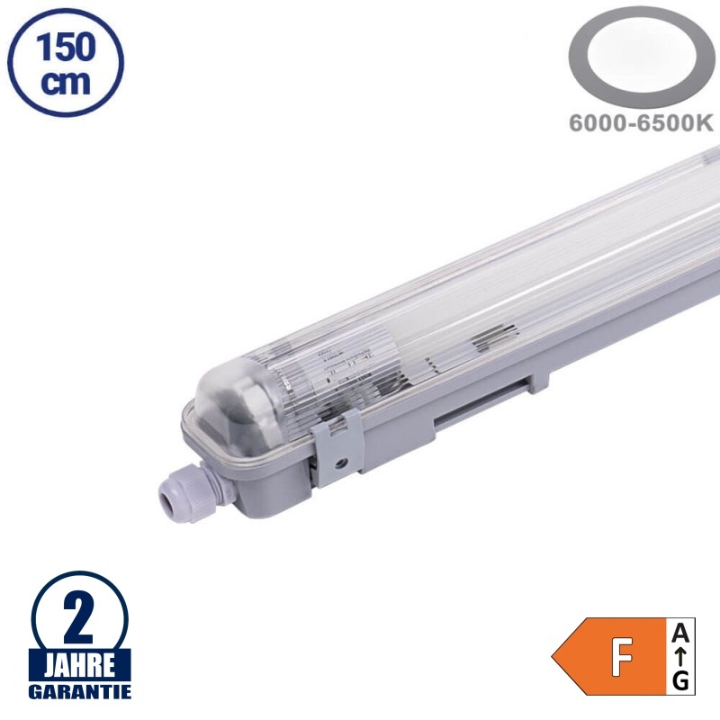 22W LED Feuchtraum/-Wannenleuchte inkl. Röhre SET 150cm einflammig IP65 Kaltweiß