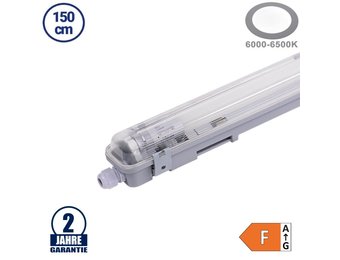 22W LED Feuchtraum/-Wannenleuchte inkl. Röhre SET 150cm einflammig IP65 Kaltweiß