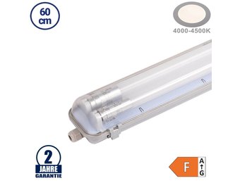18W LED Feuchtraum/-Wannenleuchte inkl. Röhren SET 60cm zweiflammig IP65 Neutralweiß