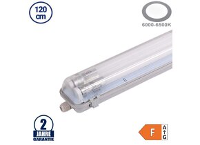 36W LED Feuchtraum/-Wannenleuchte inkl. Röhren SET 120cm zweiflammig IP65 Kaltweiß