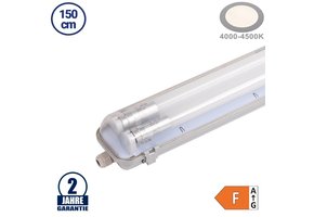 44W LED Feuchtraum/-Wannenleuchte inkl. Röhren SET 150cm zweiflammig IP65 Neutralweiß
