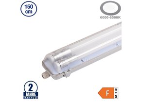 44W LED Feuchtraum/-Wannenleuchte inkl. Röhren SET 150cm zweiflammig IP65 Kaltweiß