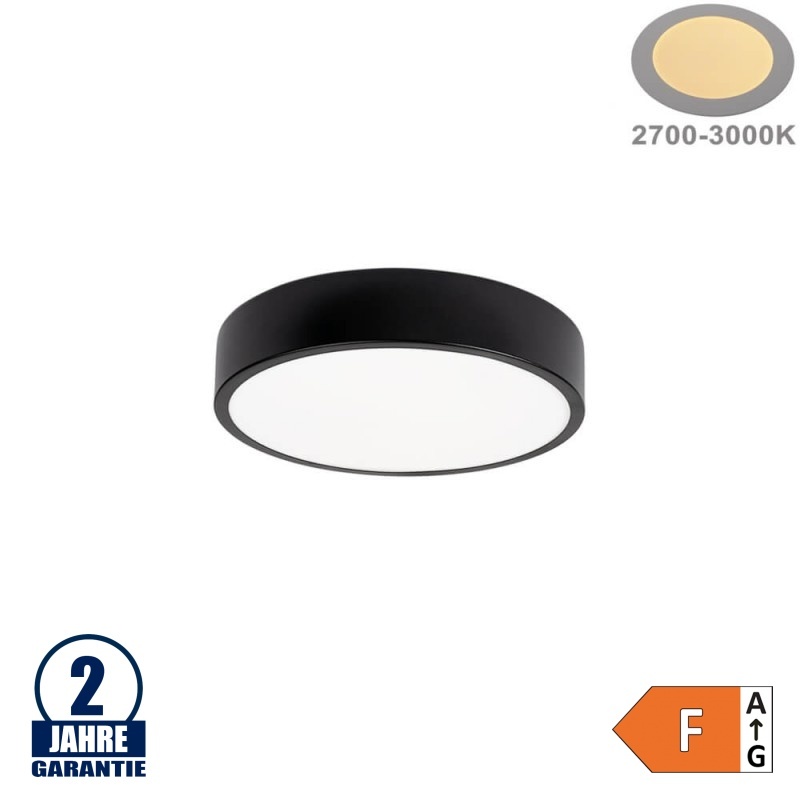 18W LED Deckenleuchte Rund Schwarz Warmweiß