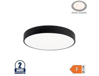 30W LED Deckenleuchte Rund Schwarz Neutralweiß