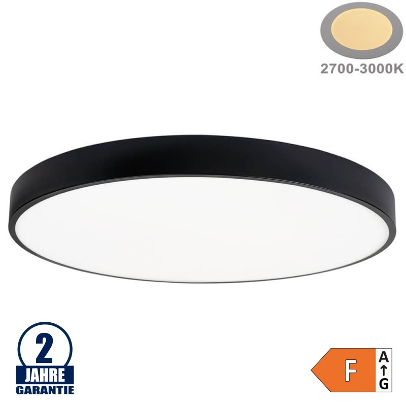 54W LED Deckenleuchte Rund Schwarz Warmweiß