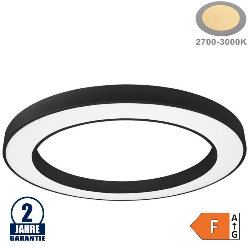 64W LED Deckenleuchte Design Rund Schwarz Warmweiß