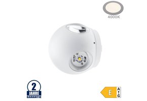 4W LED Wandleuchte Kugel Up and Down, Left and Right Weiß IP54 Neutralweiß