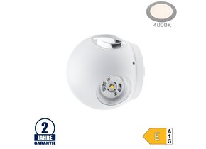 4W LED Wandleuchte Kugel Up and Down, Left and Right Weiß IP54 Neutralweiß