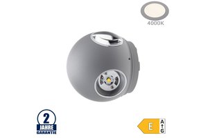 4W LED Wandleuchte Kugel Up and Down, Left and Right Grau IP54 Neutralweiß