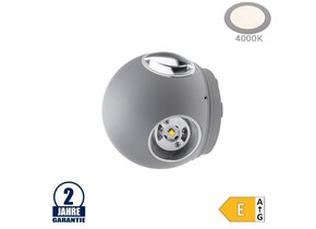 4W LED Wandleuchte Kugel Up and Down, Left and Right Grau IP54 Neutralweiß